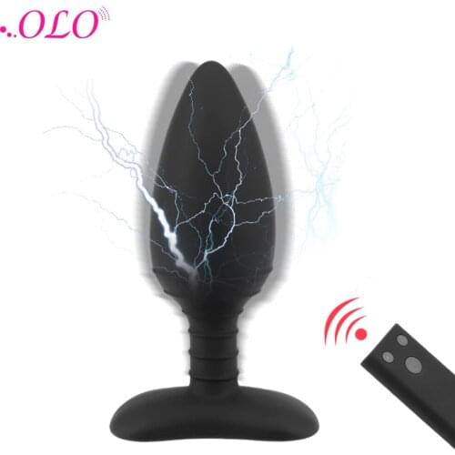 OLO 10 Frequency Wireless Remote Control Electric Shock Anal Plug Vibrator Sex Toys For Men Women Vibrating Prostate Massager