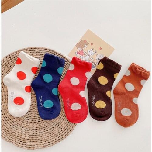 Autumn Winter children sock fashion thick warm big dot middle tube socks for boys and girls cotton socks