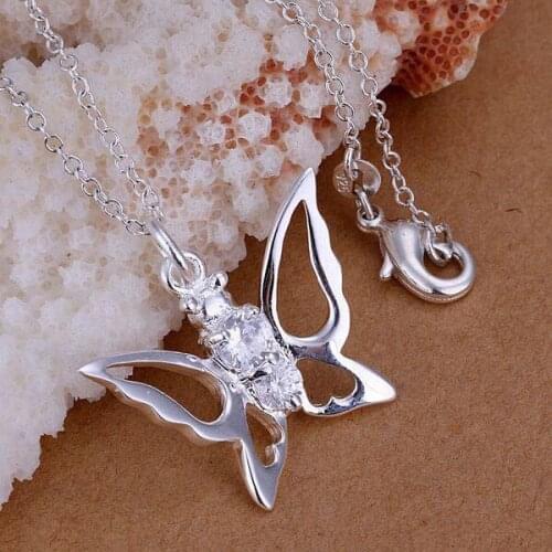 P115 Free Shipping silver plated Necklace, 925 fashion silver jewelry Butterfly /AWIRERSA AWIRERSA