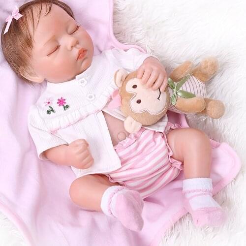 Toy Full silicone reborn baby doll 49cm deatail painted bebe reborn toddler girl dolls for childrens day gift