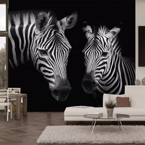Custom Photo Wallpaper 3D Retro Vintage Black and White Zebra Mural Wall Covering Non-woven Bedroom Mural Home Decor Wall Paper