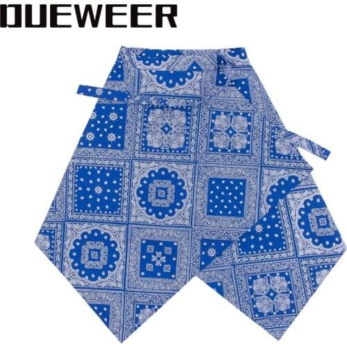 Dueweer Men Women Paisley Print Baggy Casual Shorts Skirts Irregular Hemline Hip Hop Cashew Urban Streetwear Dance Skirt