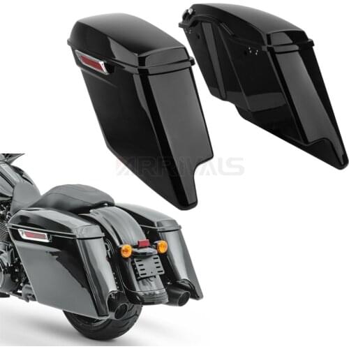 Motorcycle 5" Stretched Extended Hard Saddlebags Saddle Bags For Harley Touring Street Glide 2014-2021