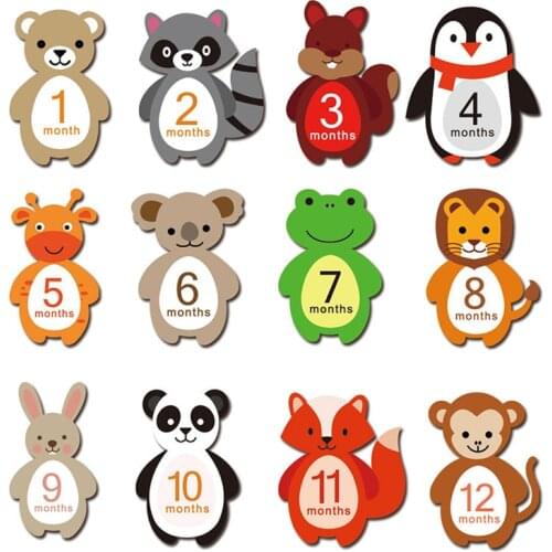 12PCS Baby Monthly Milestone Sticker Baby Photography Props Photo Stickers Newborn Photo Props Accessories 2021