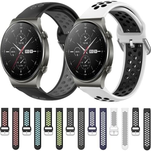 Sport Silicone Breathable Strap For Huawei Watch GT 2 Pro Wrist Bracelet for Watch GT 2e GT2 42mm 46mm Replacement Watchbands
