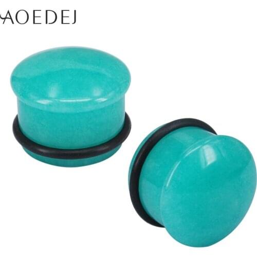 AOEDEJ Fashion Plug & Tunnel Jewelry With O-Ring Ear Stretchers Plugs and Tunnels Natural Stone Ear Piercings Earring Gauges