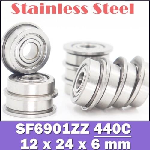 SF6901ZZ Flange Bearing 12x24x6 mm 10PCS Double Shielded Stainless Steel Flanged SF6901 Z ZZ Ball Bearings SF6901Z