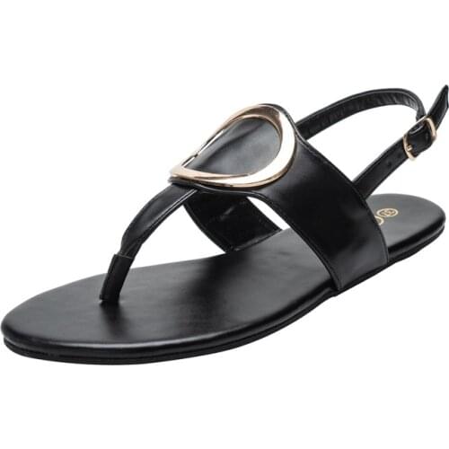 2021 Fashion Summer Women Sandals With Metal Buckle Flip-flops High Quality PU Comfortable Non slip Design Ladies Shoes Sandals