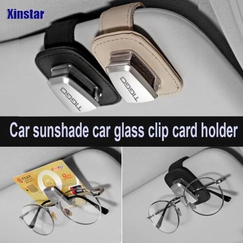 Genuine Leather Sunshade Car Glass Clip Holder Sticker For TIGGO 2 3 4 5 7 8 PRO PLUS ARRIZO 5 Auto Accessories