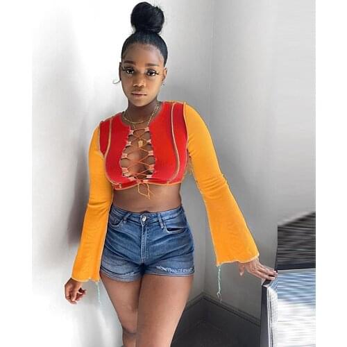 Sexy Lace Up Hollow Out Long Sleeve Tops Fall Winter Clothes for Women Harajuku Festival Night Club Streetwear Crop Top Goth