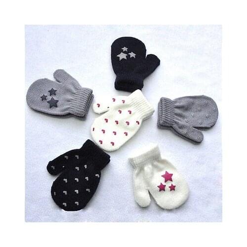 Citgeett Spring Autumn Kids Dot Star Heart Pattern Mittens Boys Girls Soft Knitting Warm Gloves Fashion
