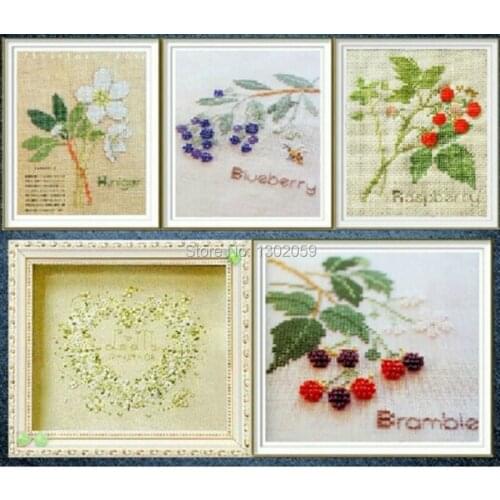 High Quality Avilable Embroidery Cross Stitch Kit Strawberry Cranberry Blueberry Flower
