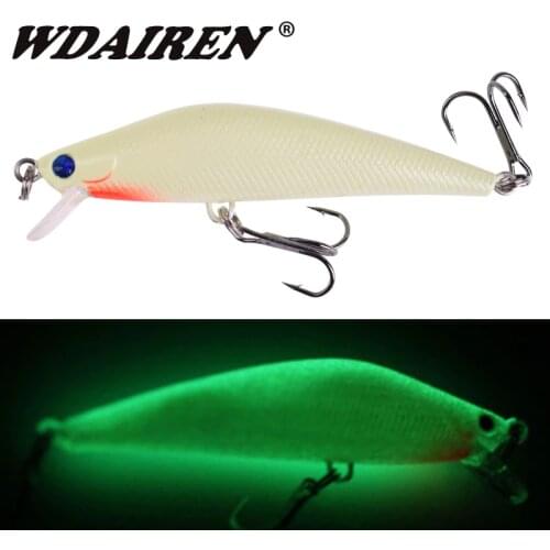WDAIREN 3D Luminous Minnow Lures 8cm 8g Night Fishing Wobbler Crankbait Tackle Artificial Hard Bait Warped Bass Isca Swimbait