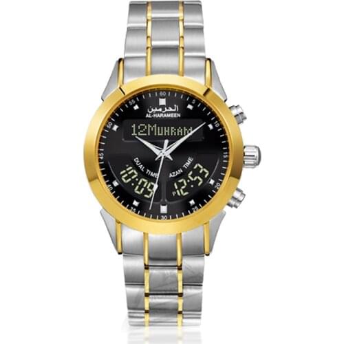 Prayer Watch for Muslim with Fajr Time and Azan Alarm in Arabic English Islam Fashion Wristwatch