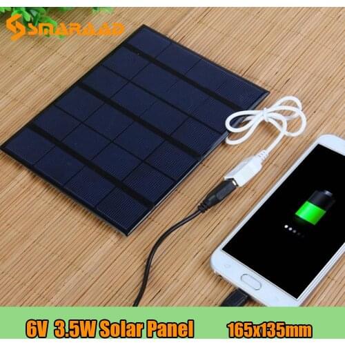 6V 3.5W Solar Panel Battery Charger DIY Solar Module Charging Board With USB Port Portable Outdoor Power Bank For Mobile Phones