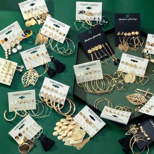 POXAM New Fashion Korean Tassel Acrylic Earrings For Women Geometric Round Drop Earrings Set 2020 New Brincos Fashion Jewelry