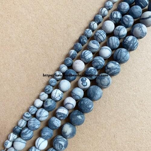 Natural Stone Matte Spider Web Jasper Round Loose Beads 15" Strand 4 6 8 10 12MM Pick Size For Jewelry Making DIY