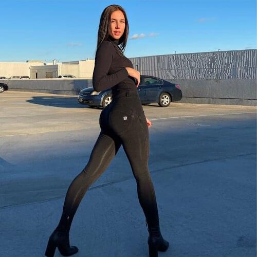 Melody Womens Pants Sports Elastic Black Push Up Stretchy Pencil Pants Sportswear Girl Tummy Control Jogging Tights Female