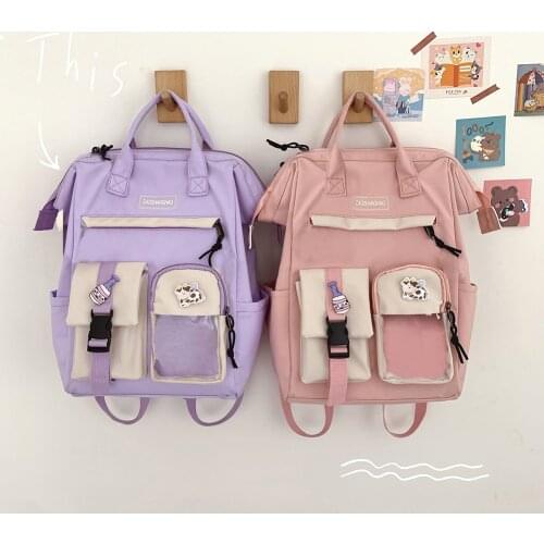 Preppy Style Women Handbags Travel Contrast Color Knapsack Teenage Girl Rucksack Teenager Girls Backpack Women Schoolbag