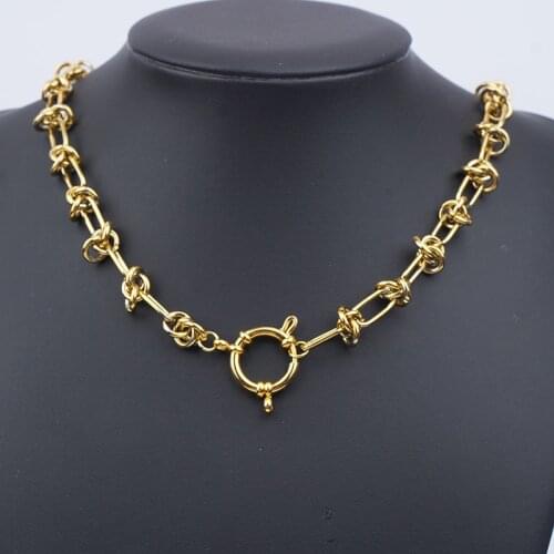 100% Stainless Steel Heavy Duty Chain Choker Necklace Gold/Silver Color Metal Handmade Chunky Chain Necklace Collier Femme