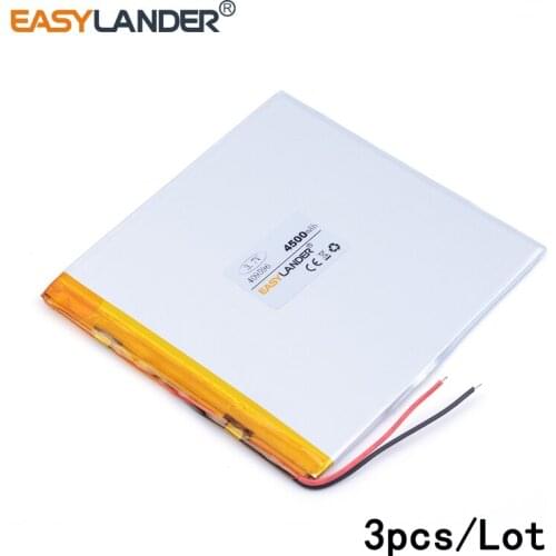 3pcs /Lot 3.7v lithium Li ion polymer rechargeable battery 409596 4500MAH For GPS PSP DVD PAD E-book tablet pc laptop power bank