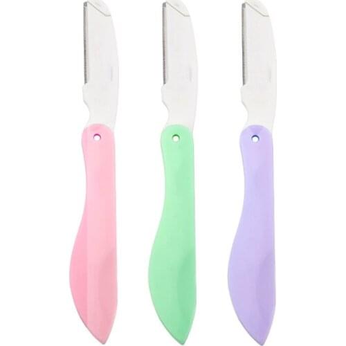 3Pcs/lot Folding Eyebrow Shaving Blade Portable Stainless Steel Protective Shaving Set
