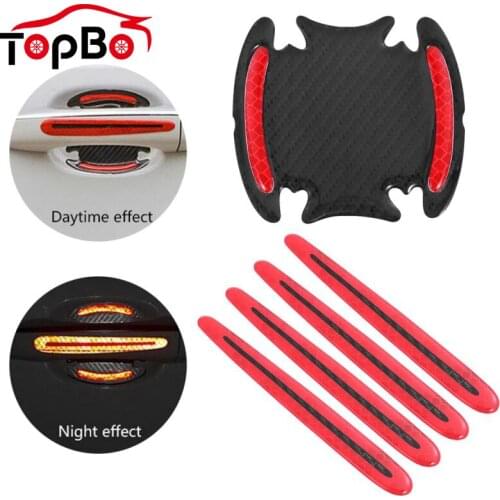 4/8 Pcs Car Safety 3D Sticker Reflective Stickers Tape Reflector Car Fender Warning Bumper Strip Door Handle Bowl Scratch Cover