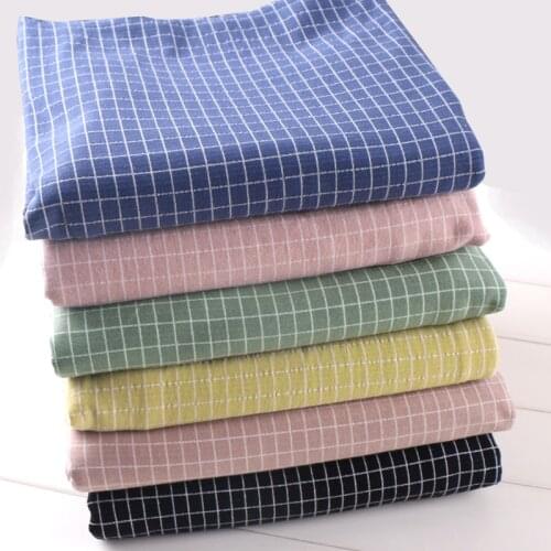 50*175cm Pure Cotton Elastic Yarn-dyed Knitted Plaid Fabric Retro-style Classic All-match Plaid Fabric Plaid Combed Cotton