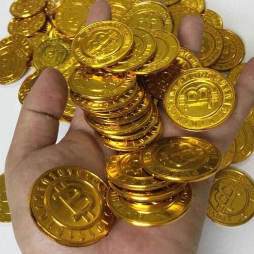 50Pcs/set Foreign Trade Brand New Poker Casino Chips Bitcoin Model Bitcoin Gold-plated Silver 39mm*2.6mm