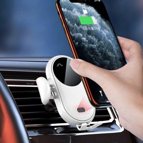 Car Wireless Charger Holder Wireless Charging Stand Charger Auto Infrared Sensor LED Mobile Phone Holder In Car Mount Air Vent