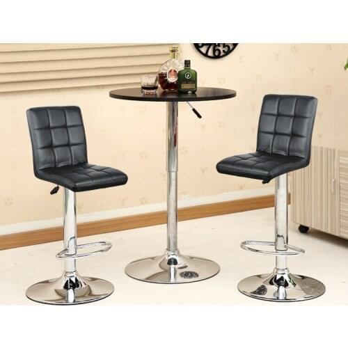 A2Pcs Bar Chair Nine-grid Cushion Bar Chair Adjustable Lifting High Stool Bar Funiture Kitchen Dining Chairs HWC