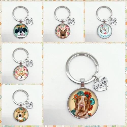Retro Art Kitten Puppy Keychain Cute Pet Cat and Dog Pattern Keychain Best Friendship Gift Jewelry
