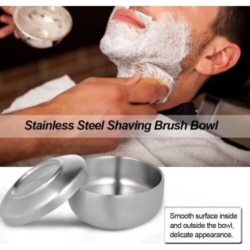 Shaving Brush Bowl Stainless Steel Shave Cream Soap Bowl Shaving Mug Male Face Cleaning Soap Bowl