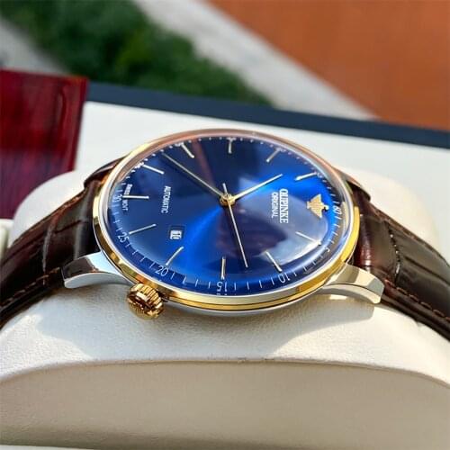 OUPINKE Ultra Thin Fashion Men Automatic Mechanical Watch Waterproof Luxury Brand Genuine Sapphire Business Watches Reloj Hombre