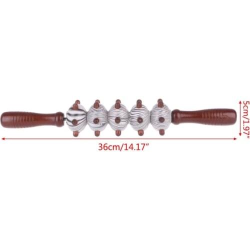 Y1UF 1PCS Wood Massage Stick Roller Massager tool Reflexology Hand Foot Therapy full