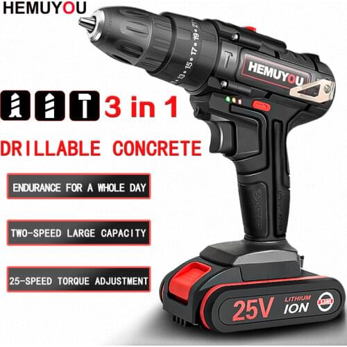 Cordless electric drill electric screwdriver electric hammer drill parafusadeira a bateria DIY household electric tool handheld