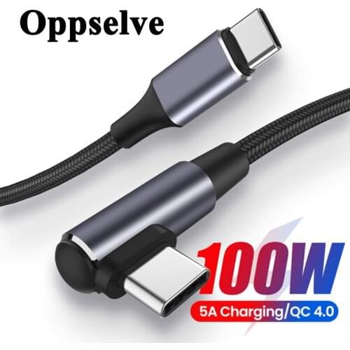 100W Type C to USB C PD Fast Charging Cable QC 4.0 Quick Charge For Mac Huawei Laptop Samsung Elbow Data Cable Game Wire Cord