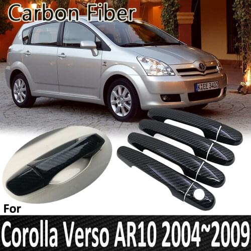 Black Carbon Fibe for Toyota Corolla Verso AR10 2004~2009 2005 2006 2007 2008 Chrome Door Handle Cover Refit Car Accessories