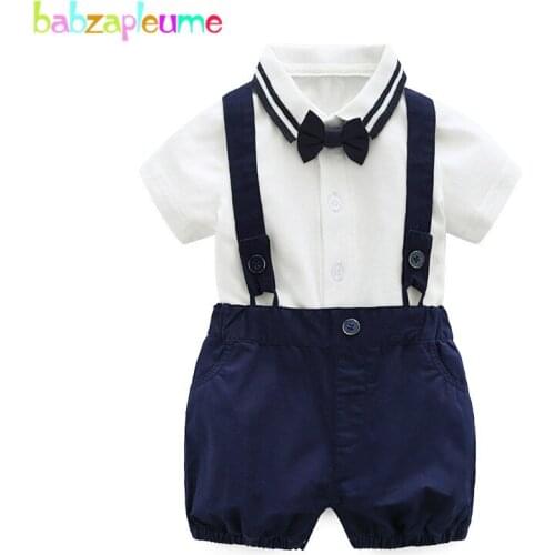 2Piece Summer Outfit Baby Fashion Gentleman Infant Rompers Boys Clothes Short Sleeve Jumpsuit+Shorts Newborn Clothing Set BC1815