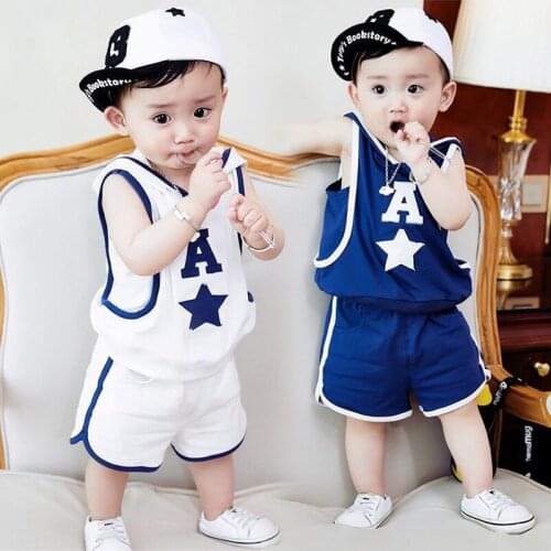 Handsome Boys Jersey Suits Summer Children Vest Wear Set Basketball Clothes Kids Outfits Sports Sleeveless Suit