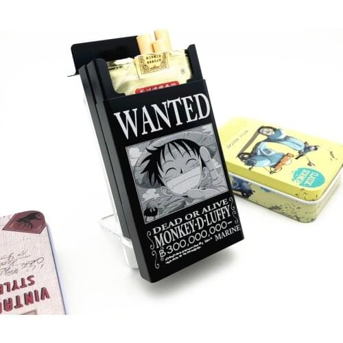 Can Diy Customized ONE PIECE Wanted Luffy Zoro Ace Nami Sanji Aluminiym alloy Cigarette Case Cigarette Boxes Organizer Animation