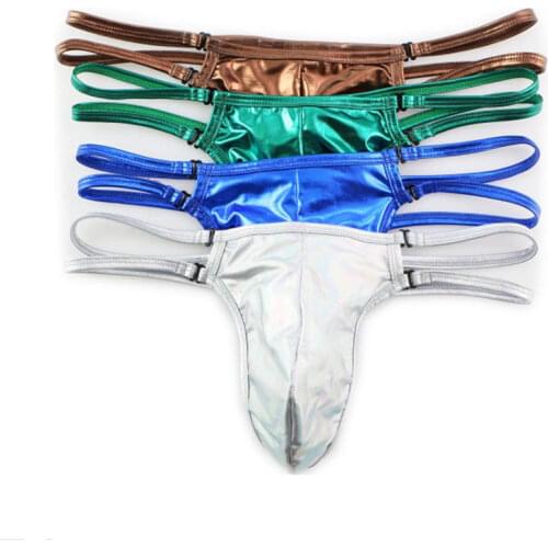 4PCS/PACK Mens Underwear Briefs Sexy Males Wetlook Thongs Faux Leather Homme Cueca Low Waist Underwear Lingerie Briefs Panties