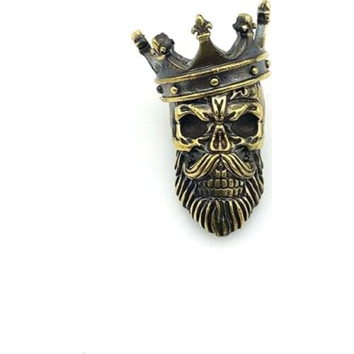 Outdoors DIY Tools EDC Brass Crown Skull Knife Beads Lanyard Pendants Key Rings Accessories