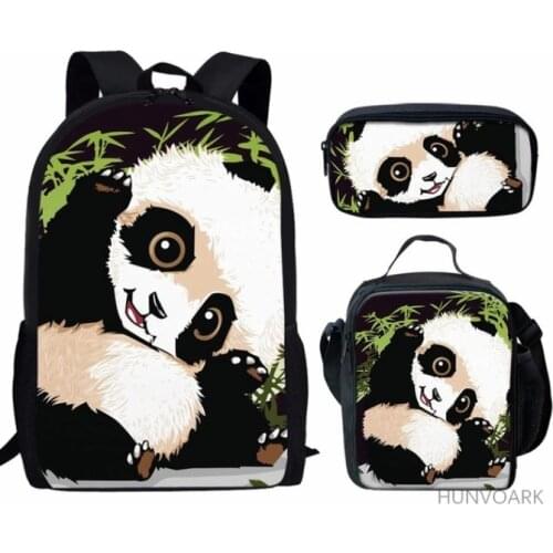 Cute Anime Panda 3D Printing Kids School Bag Set Multifunction School Backpacks for Teen Boys Girls Student Book Bags Bagpacks