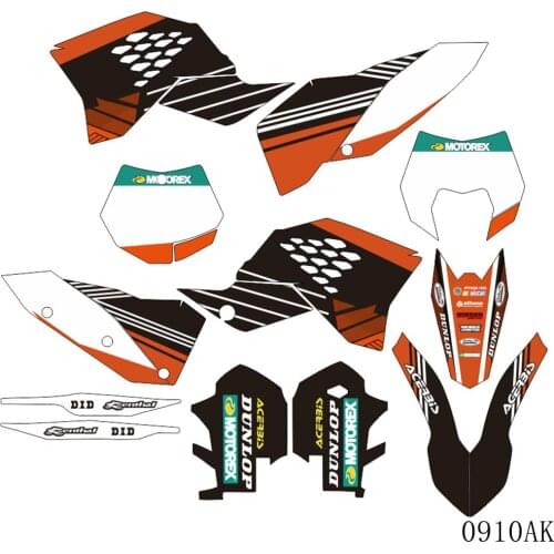 Full Graphics Decals Stickers Motorcycle Background Custom Number 3M For KTM EXC EXC-F 125 250 300 450 530 2008 2009 2010 2011