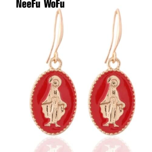 NeeFu WoFu Drop Jesus Earring metal Earrings Dangle cross Large Brinco Christmas Ear Oorbellen wholesale