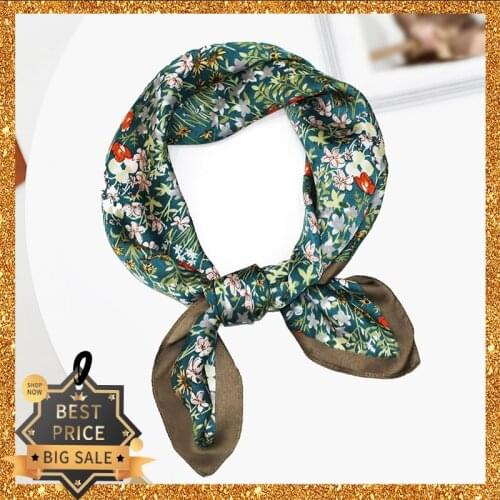 2020 New Print Women Scarf 70cm Square Pashmina Twill Silk Feeling Ladies Kerchief Luxury Scarves Hijab Fashion Shawls and Wraps