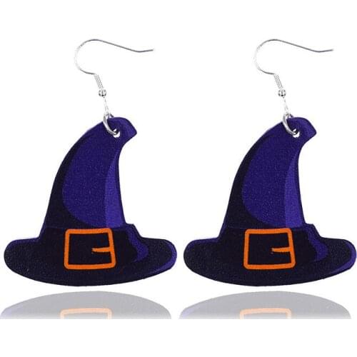 New Arrival Halloween Pattern Teardrop Faux Leather Earrings for Women Skull Punk Pumpkin Lightweight Drop Dangle Earings Wholes
