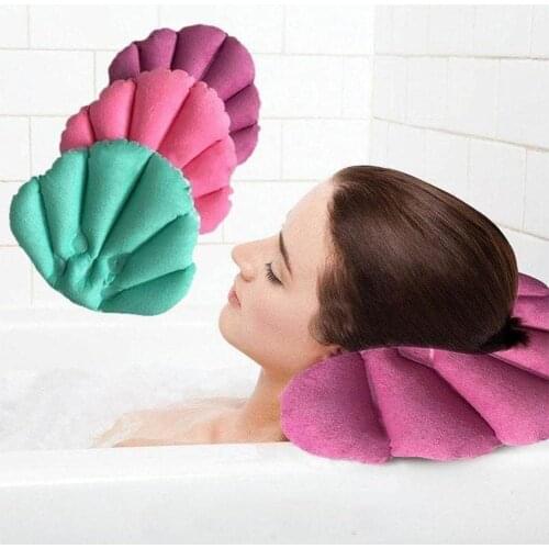 New Bathroom Products Home Spa Bath Pillow Inflatable Terry Cloth with Suction Cups Fan-shaped Neck Support Pillow Random #50