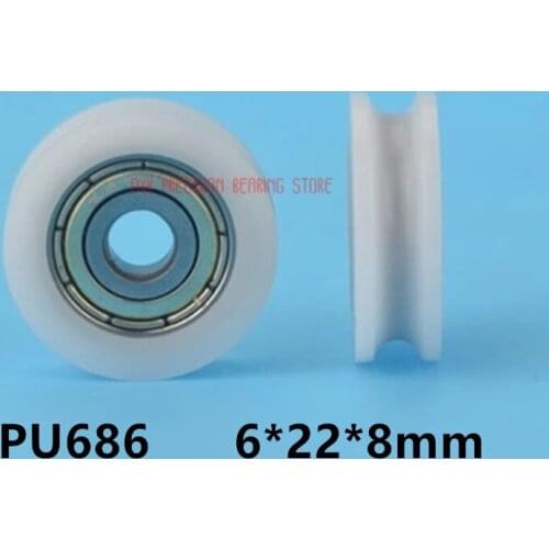 Plastic nylon bearing with U grooves and plastic nylon bearing 686 inner diameter 5mm 6*22*8mm U groove groove injection pulley